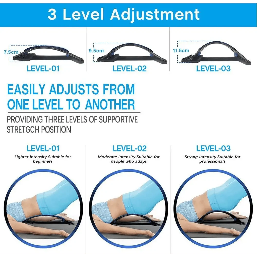 Black Purple Back Stretching Device Muscle Back Massage Relax Stretcher Posture Therapy Back Stretch Spine Pain Relief Stretcher Support Lower And Upper Muscle Pain Relief