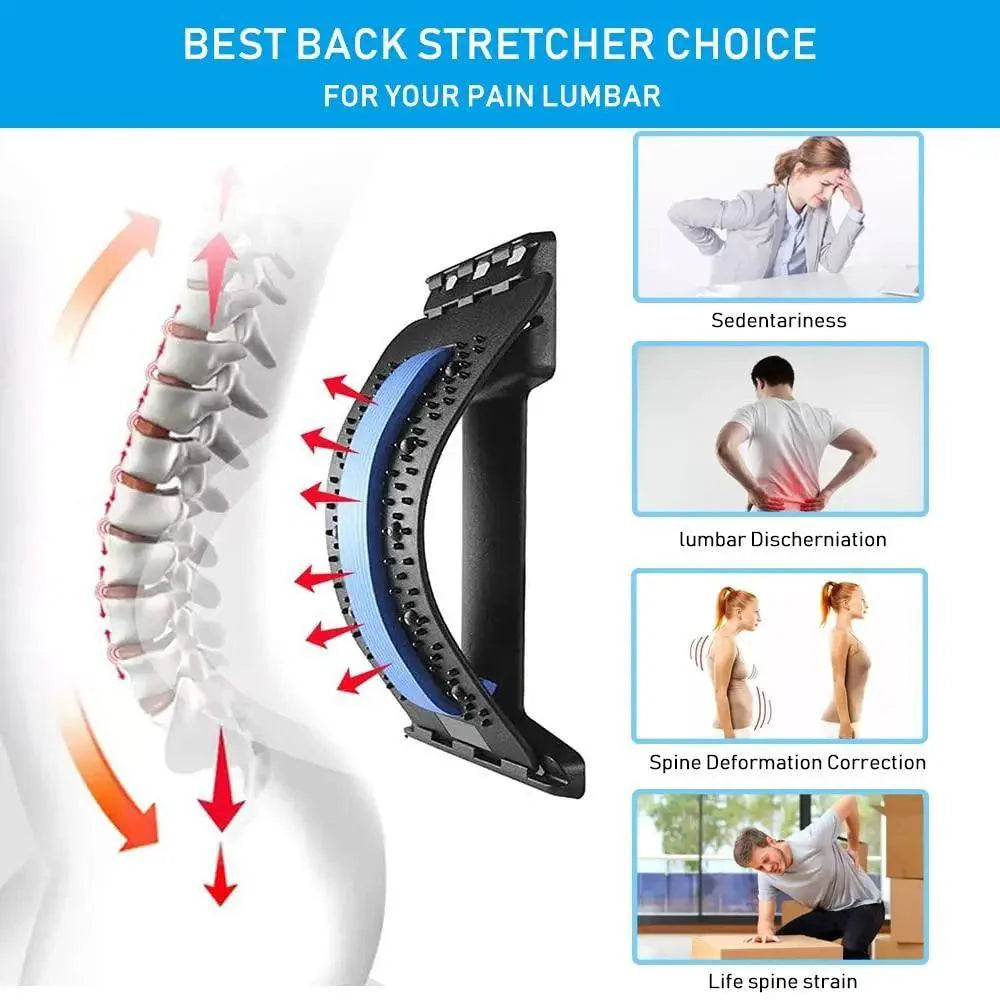 Black Purple Back Stretching Device Muscle Back Massage Relax Stretcher Posture Therapy Back Stretch Spine Pain Relief Stretcher Support Lower And Upper Muscle Pain Relief